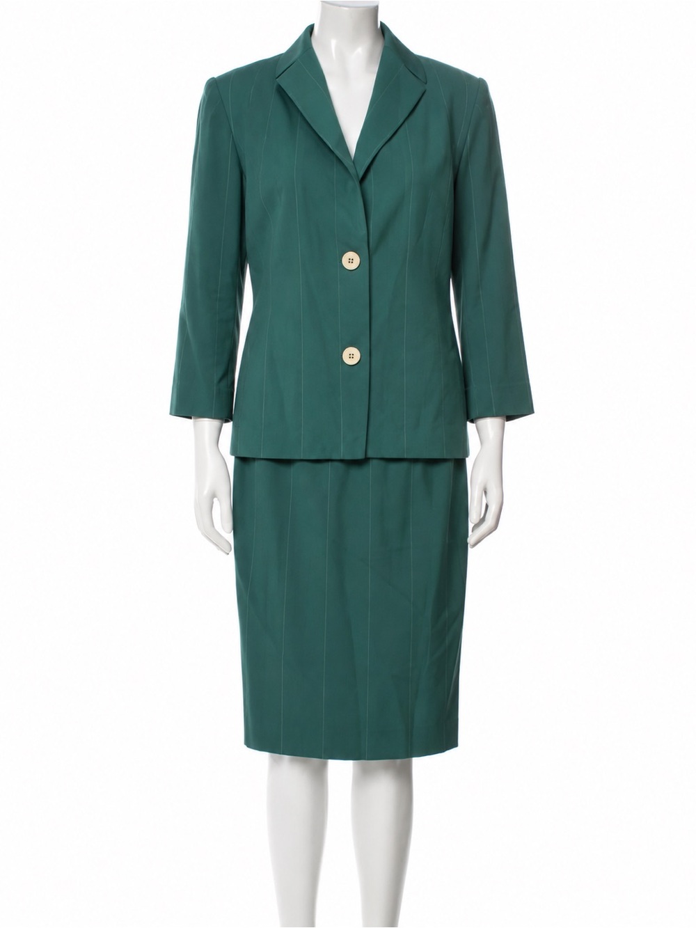 Dior Vintage Teal Two-Piece Pencil Skirt Suit